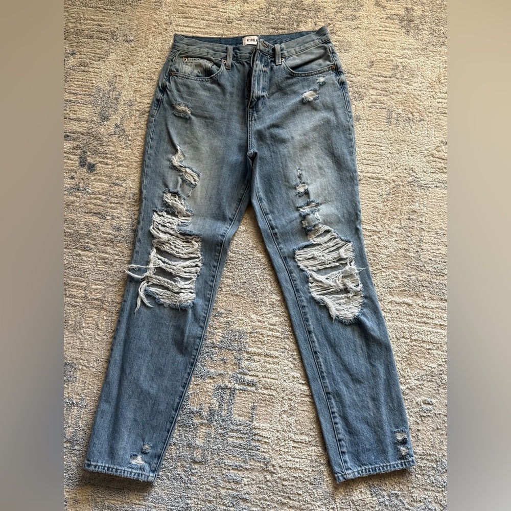Pistola Distressed Skinny Jeans in Blue